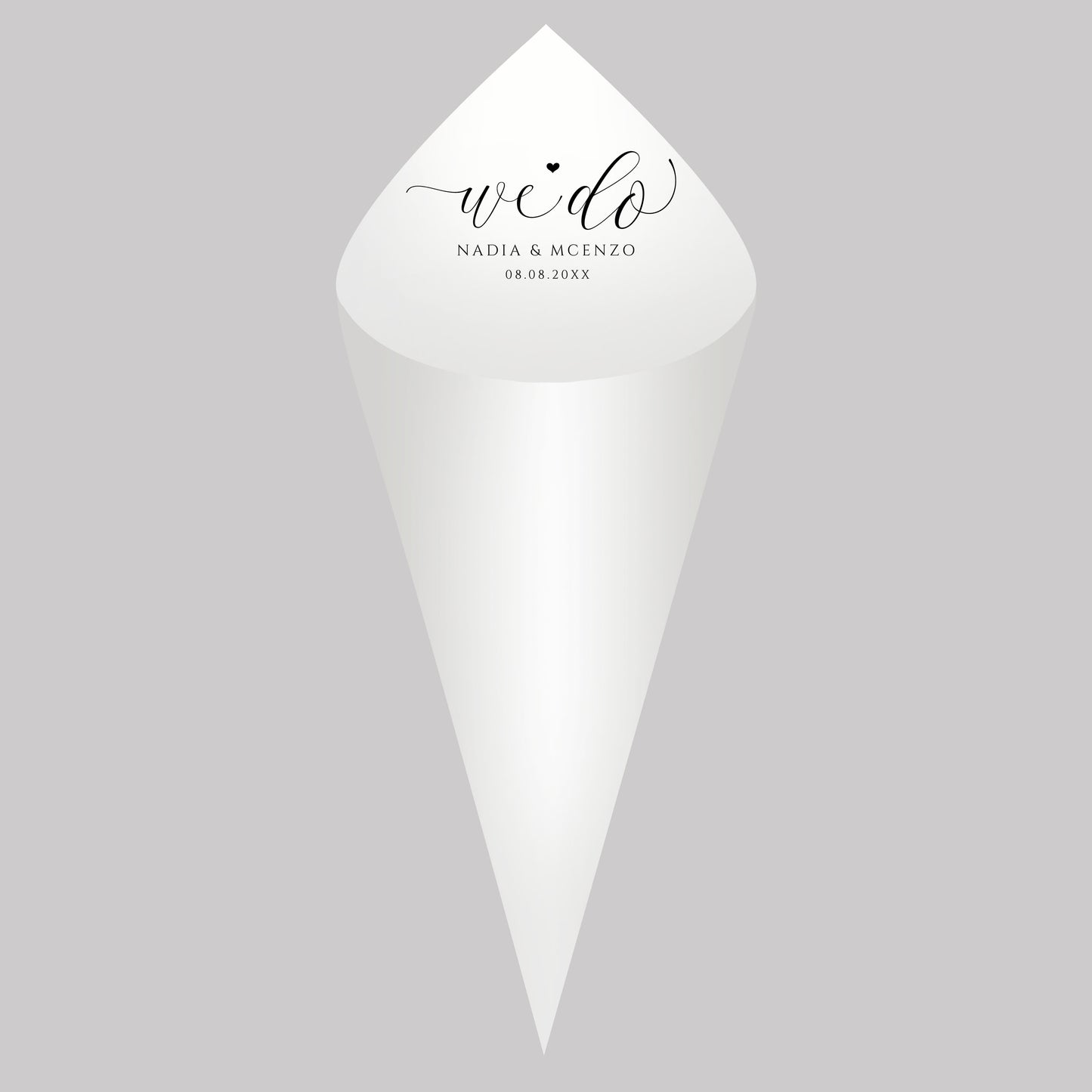 Personalized Wedding Cones,White Paper Size 16x16cm ,Custom Name and Date Confetti Toss Cones for Bridal Shower Party Favors