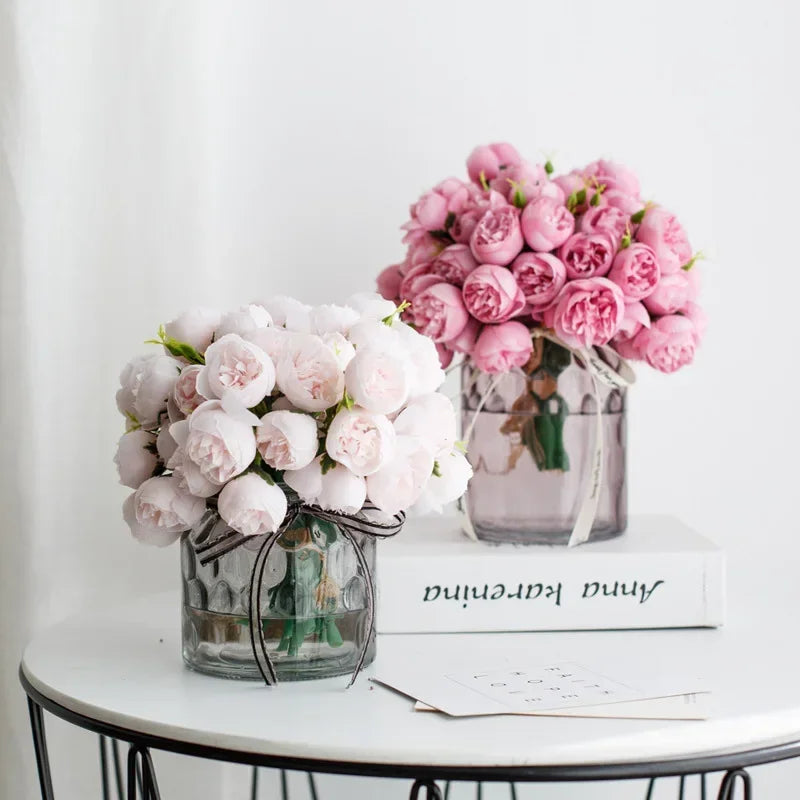 Artificial Silk Peony Bouquet Wedding Bride Flower