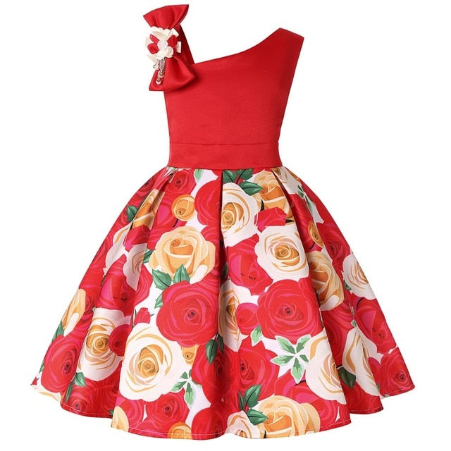 Flower Elegant Causal Princess Party Dresses Children Clothing