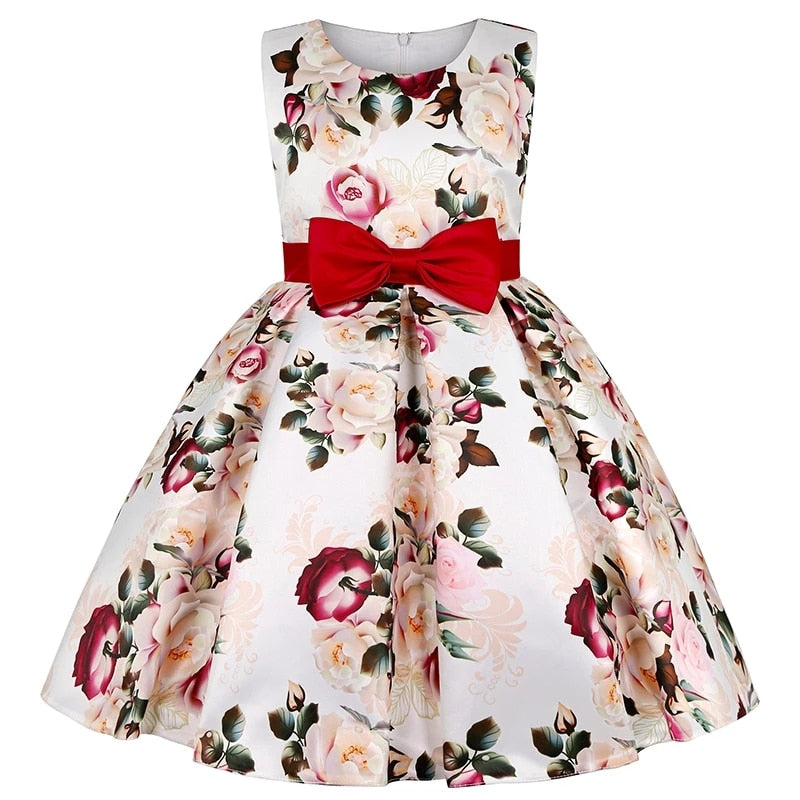 Flower Elegant Causal Princess Party Dresses Children Clothing