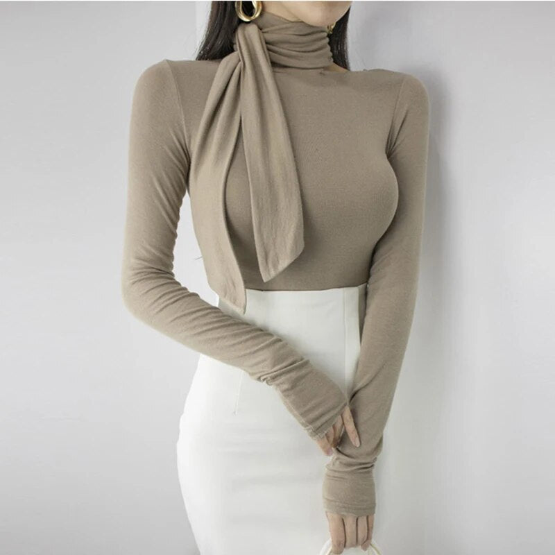 Solid Basic Long Sleeve Tshirt Casual Tops