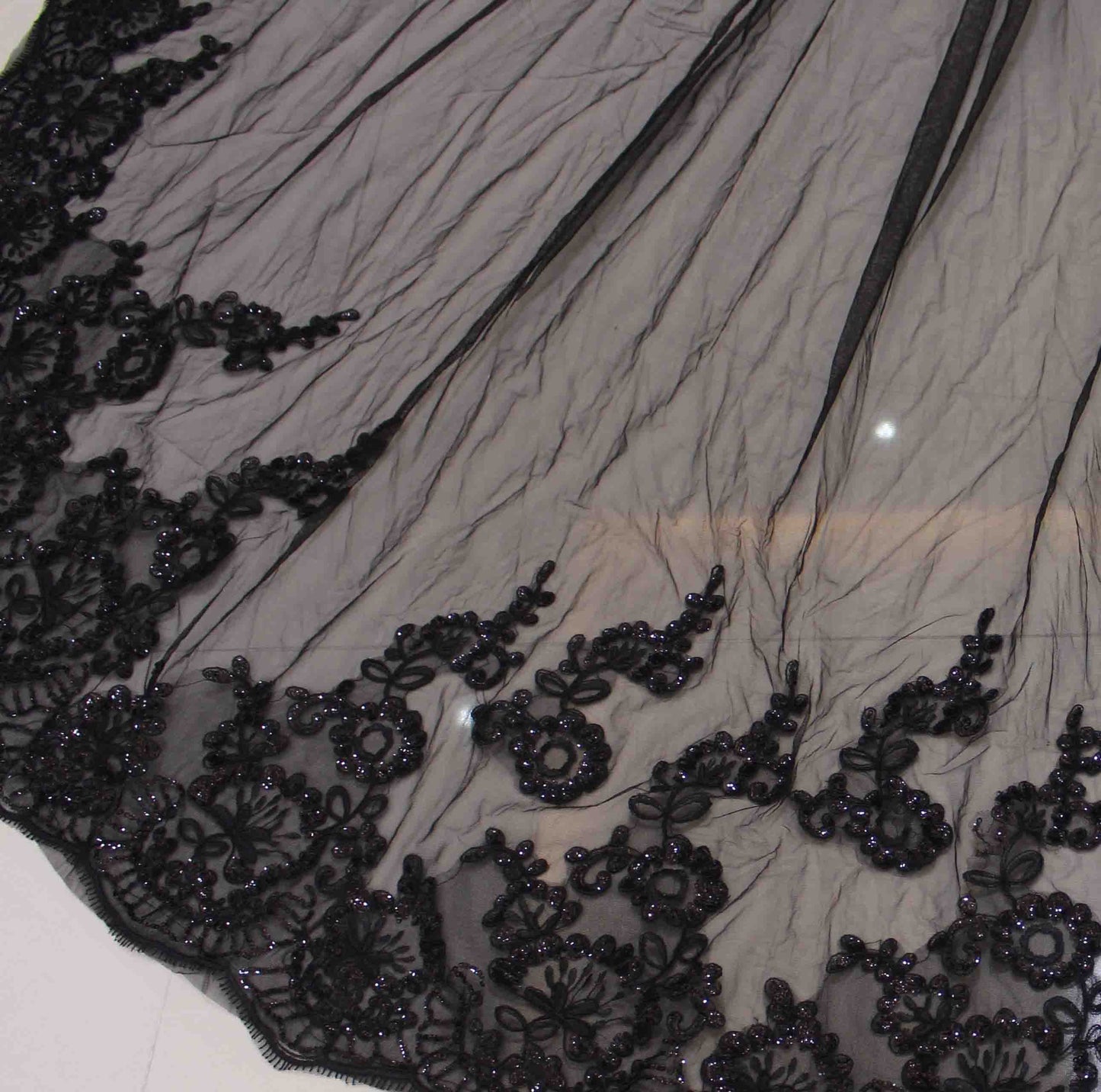 Long Wedding Boleros Bling Sequins Lace Cathedral Bridal Cape Veil