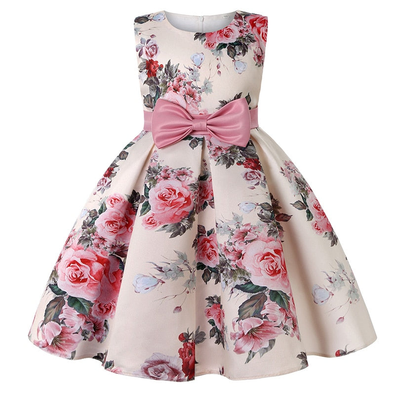 Flower Elegant Causal Princess Party Dresses Children Clothing