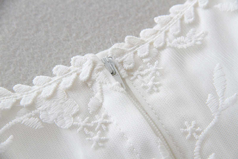White Long Christening Gown Baptism Dress with Tatted Lace Bonnet