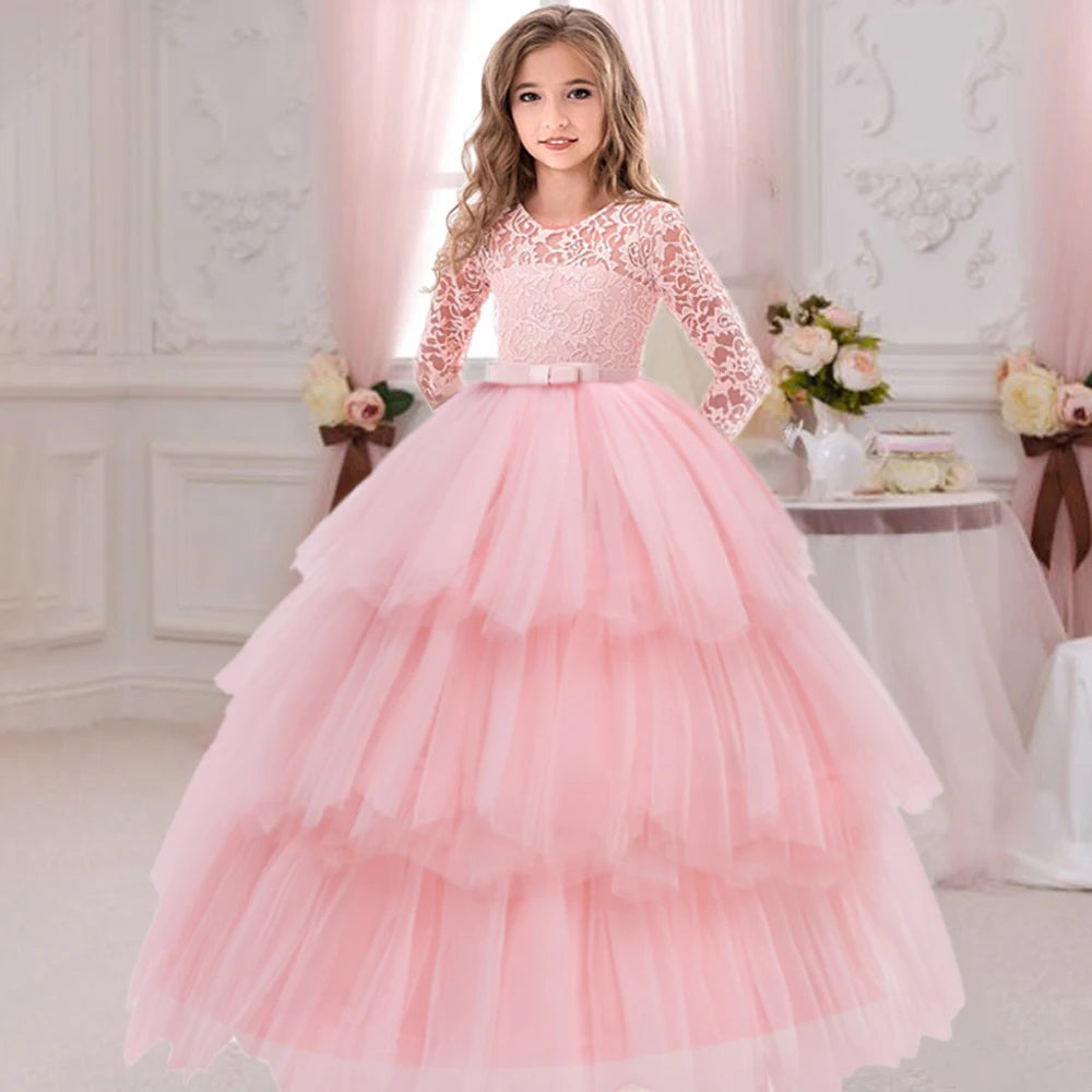 Pink flower girl formal dress