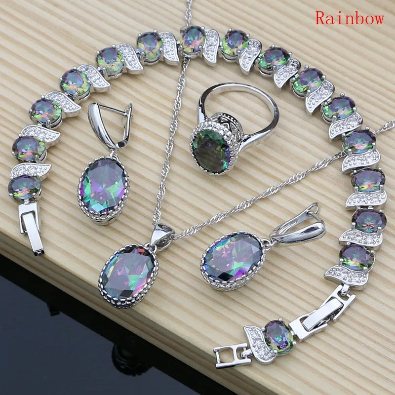 Silver 925 Bridal Jewelry Champagne Zircon Jewelry Sets