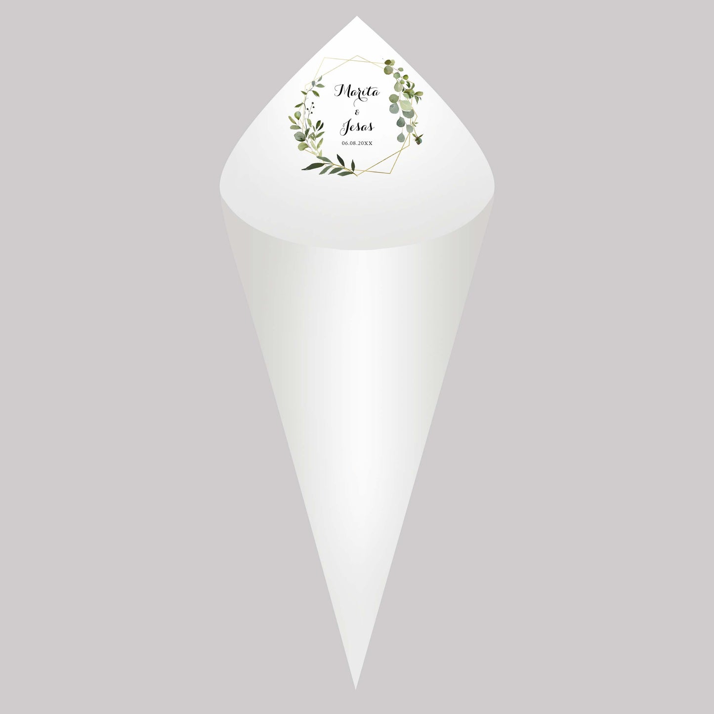 Personalized Wedding Cones,White Paper Size 16x16cm ,Custom Name and Date Confetti Toss Cones for Bridal Shower Party Favors