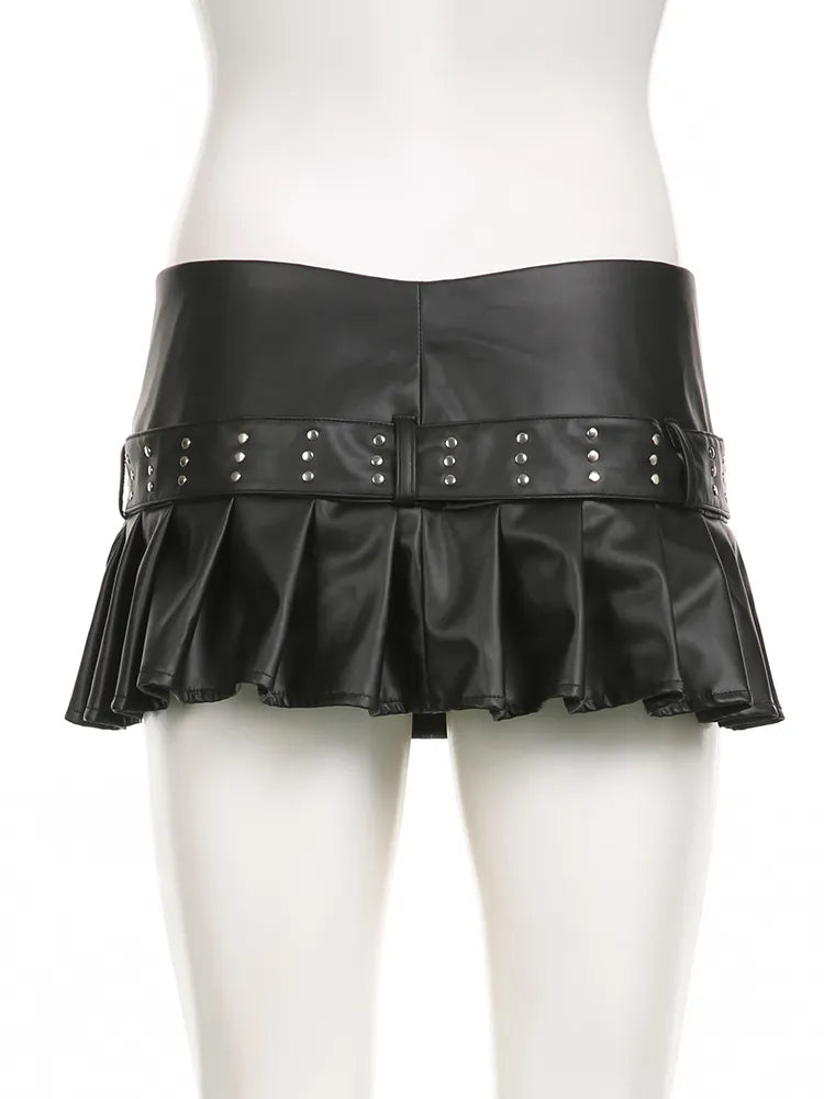 Slim A-Line Pleated Split Mini Skirt
