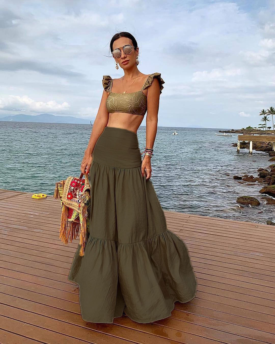 New Multi-layer Stitching Sweet Long Skirts