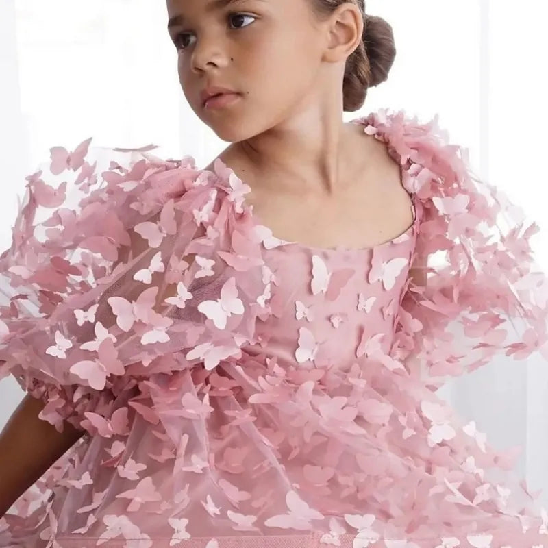 pink Baby Girl Princess Butterfly Tutu Dress