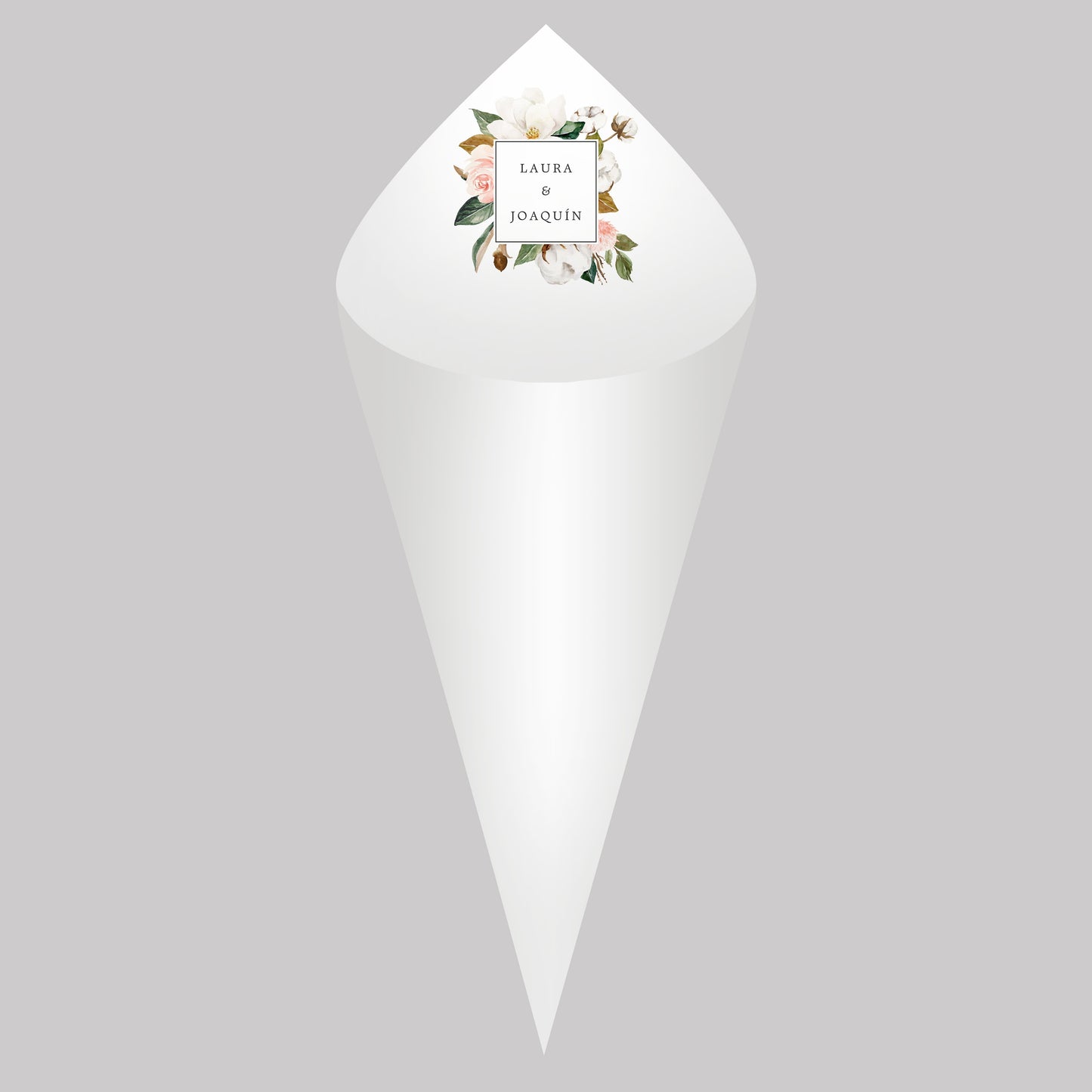 Personalized Wedding Cones,White Paper Size 16x16cm ,Custom Name and Date Confetti Toss Cones for Bridal Shower Party Favors