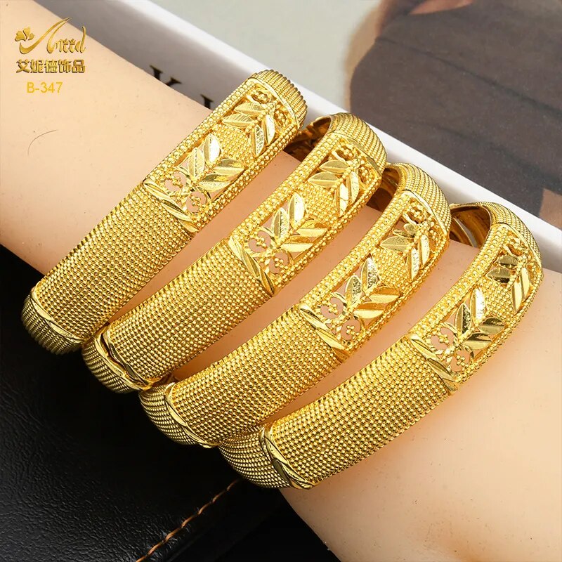 Luxury Dubai Gold Color Bangles 24K Gold Plated Bracelet