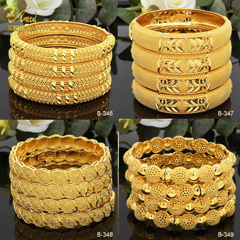 Luxury Dubai Gold Color Bangles 24K Gold Plated Bracelet