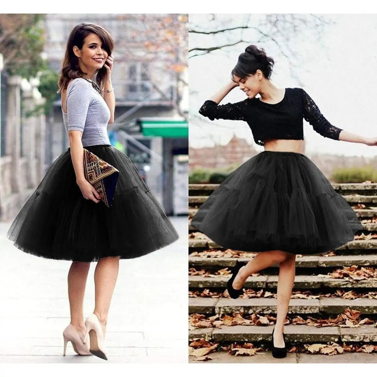 6 Layers Tulle Tutu Skirt Flare Puffy Petticoat Dress