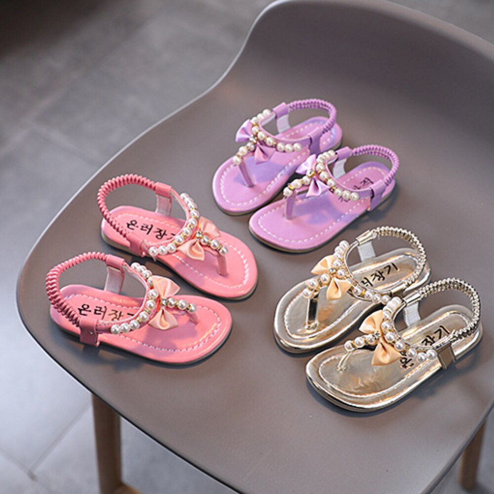 Kids Shoes Bead Flats Fling Princess Sandals Shoes