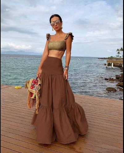 New Multi-layer Stitching Sweet Long Skirts
