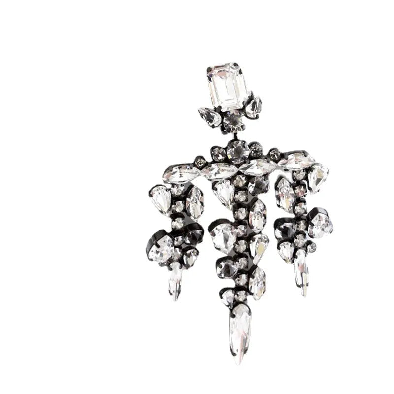 Crystal Geometric Tassel Drop Earrings