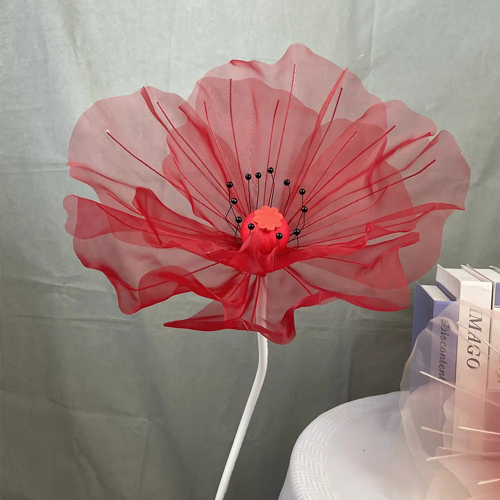 Silk Yarn Poppy Artificial Flower Head Giant Yarn Flower