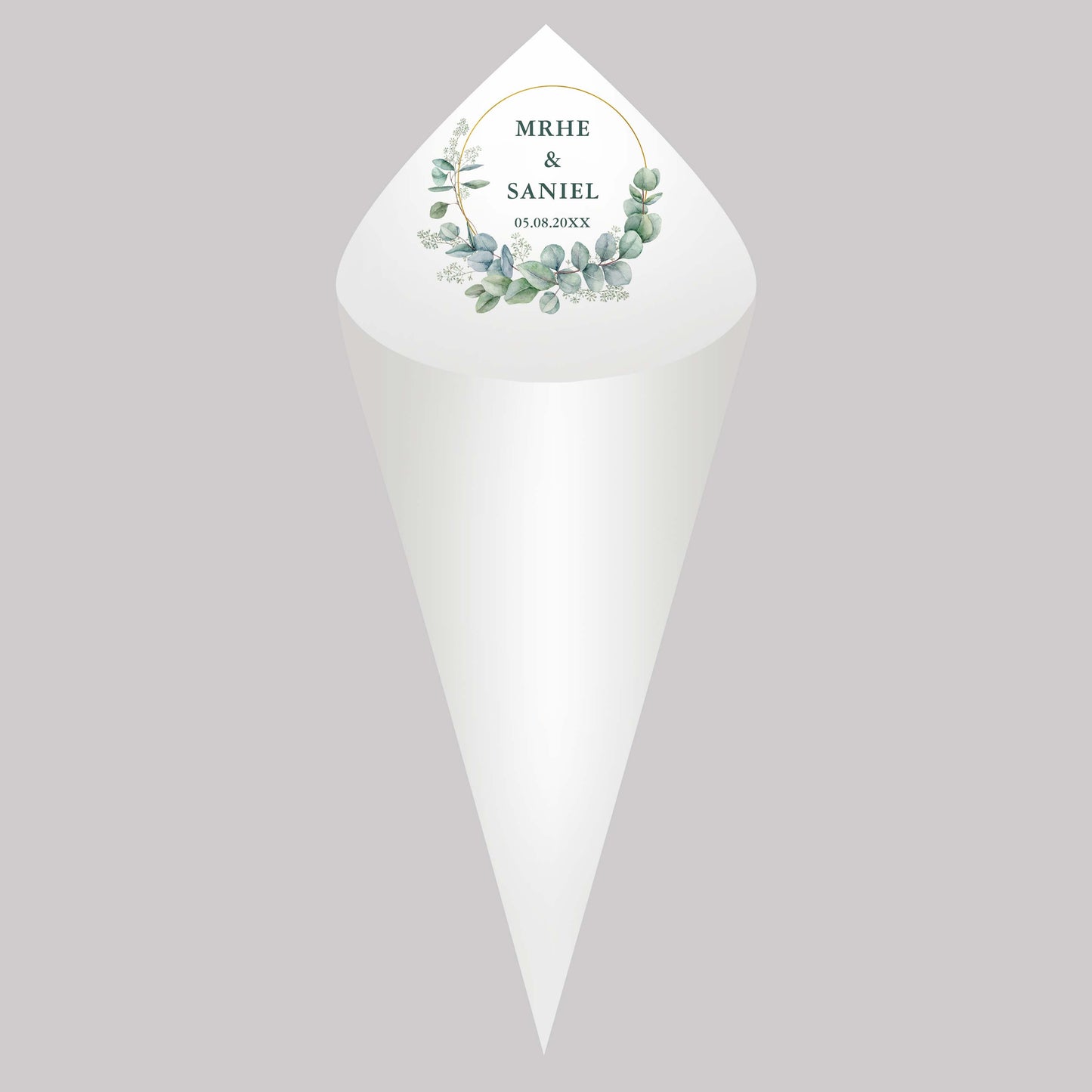 Personalized Wedding Cones,White Paper Size 16x16cm ,Custom Name and Date Confetti Toss Cones for Bridal Shower Party Favors