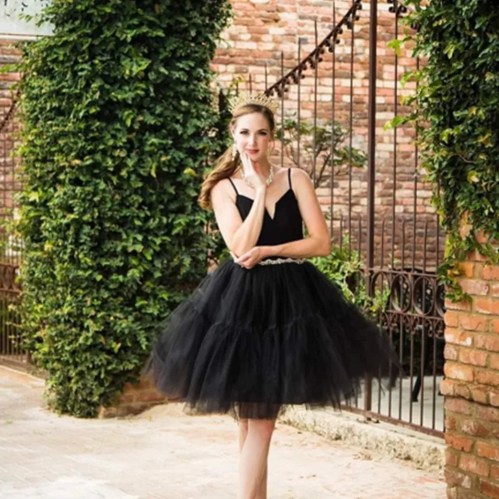 6 Layers Tulle Tutu Skirt Flare Puffy Petticoat Dress