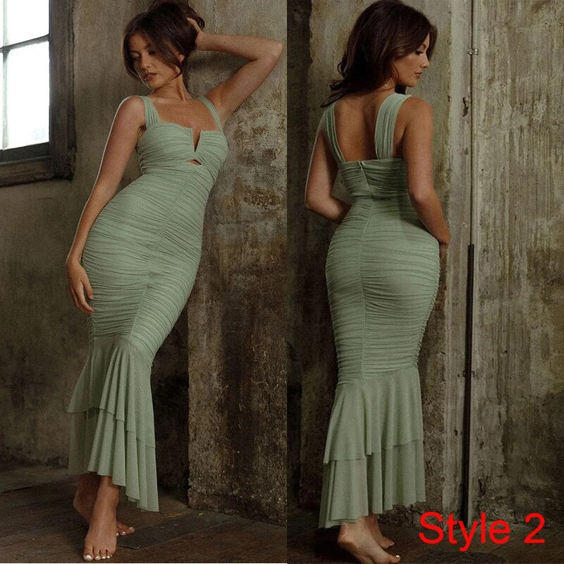 Mesh Long Maxi Bodycon Elegant Dress