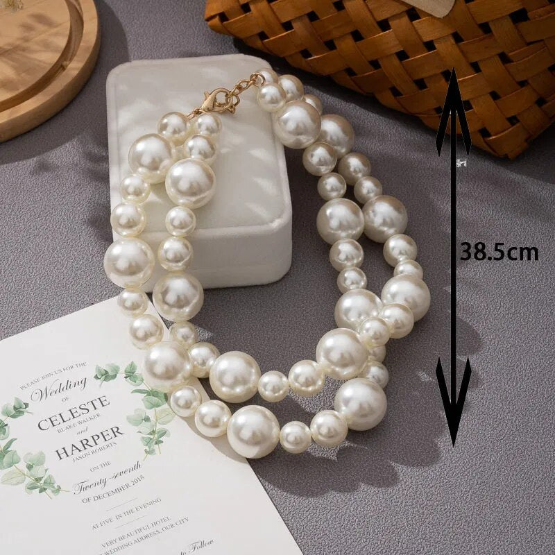 Round Imitation Pearl Necklace Jewelry Choker Baroque Strands