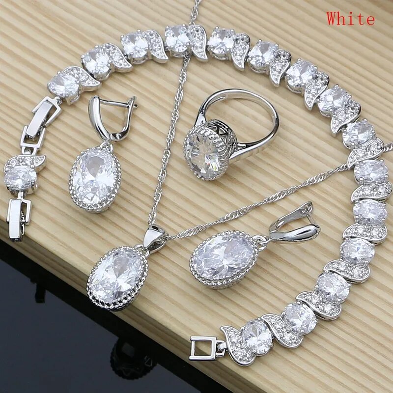 Silver Silver 925 Bridal Jewelry Champagne Zircon Jewelry Sets