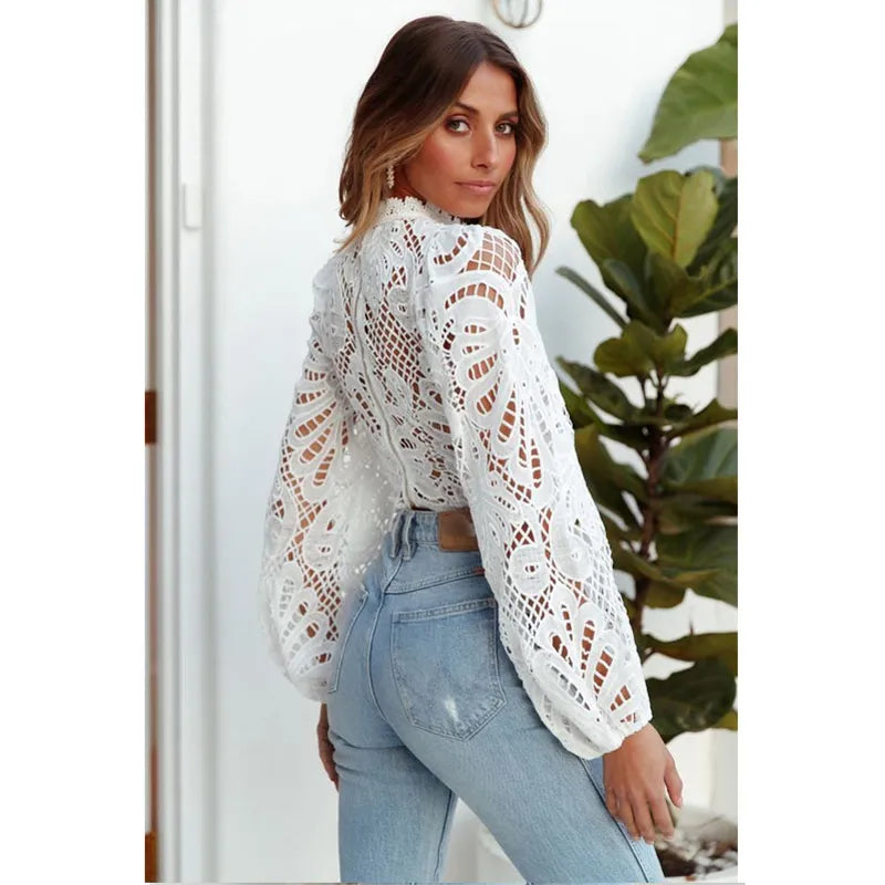 Long Sleeve Lace Blouse