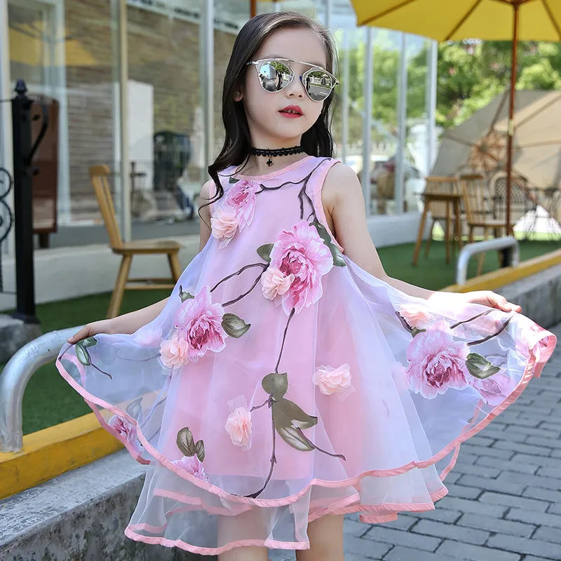 Red Toddler Summer Dress Chiffon Flower Dress Kids Dresses Pink 6-7 Red Toddler Summer Dress Chiffon Flower Dress Kids Dresses Pink 6-7