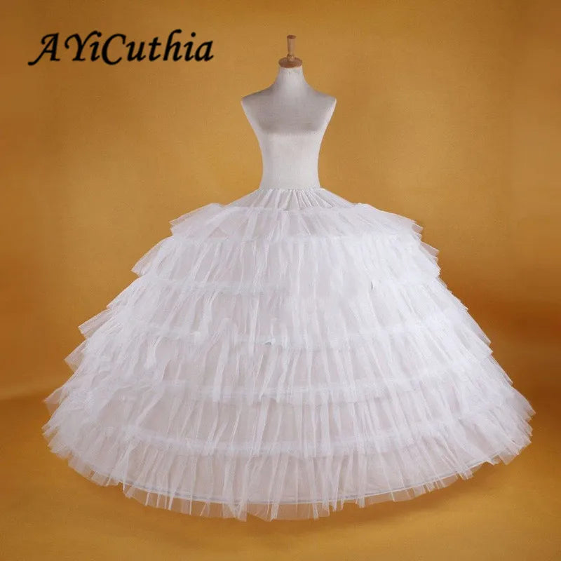 White 6 Hoops Big Petticoat Slips Tulle Skirts Long and Puffy