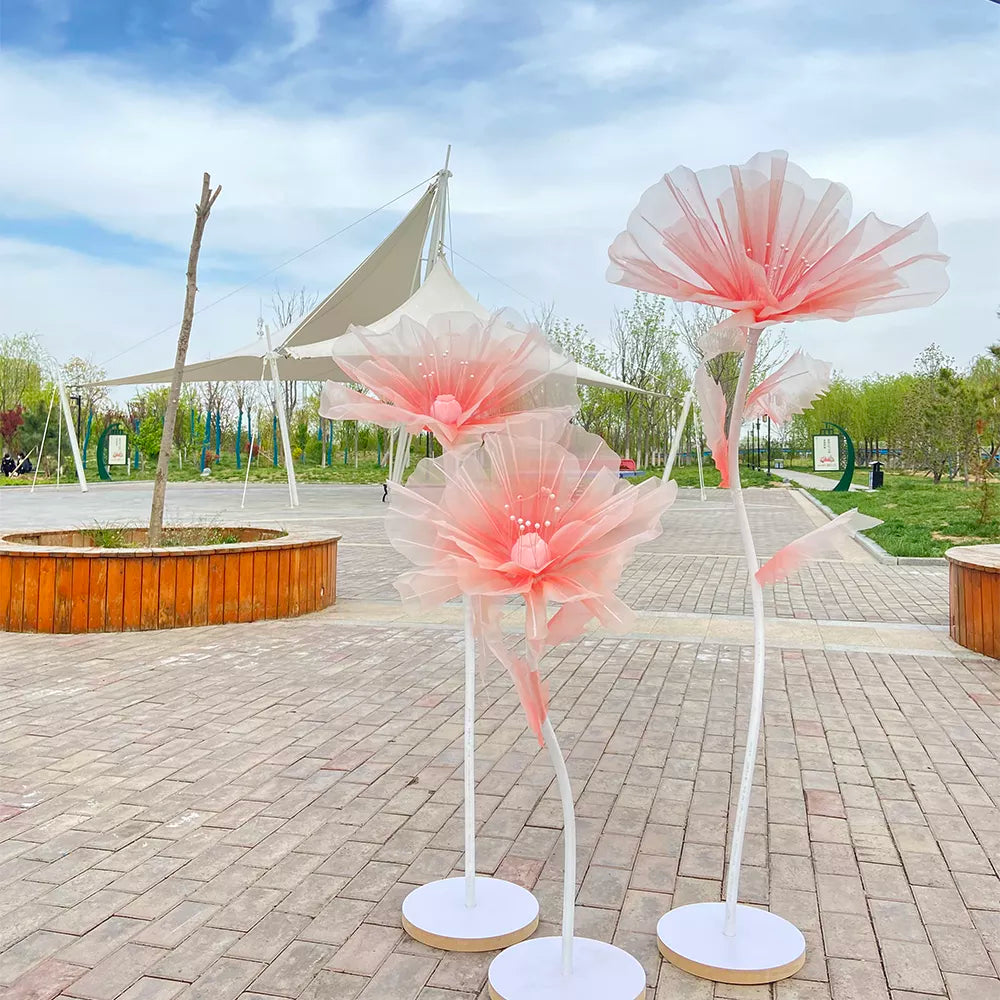Silk Yarn Poppy Artificial Flower Head Giant Yarn Flower