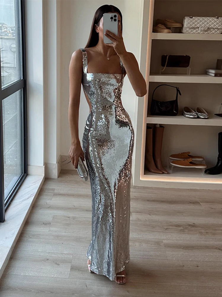silver club dress Lzyagnd Sexy Metallic Bodycon for Women Long Sleeve High Neck Midi Dresses Bodycon Outfits (Silver, S) : Clothing, Shoes & Jewelry Plain Details SHEIN BAE Women's Silver Sequin