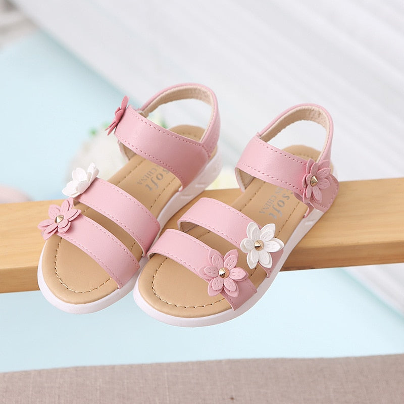 Kids Sandals Floral Sandals with 3 Flowers Princess Sweet Kids Shoes
