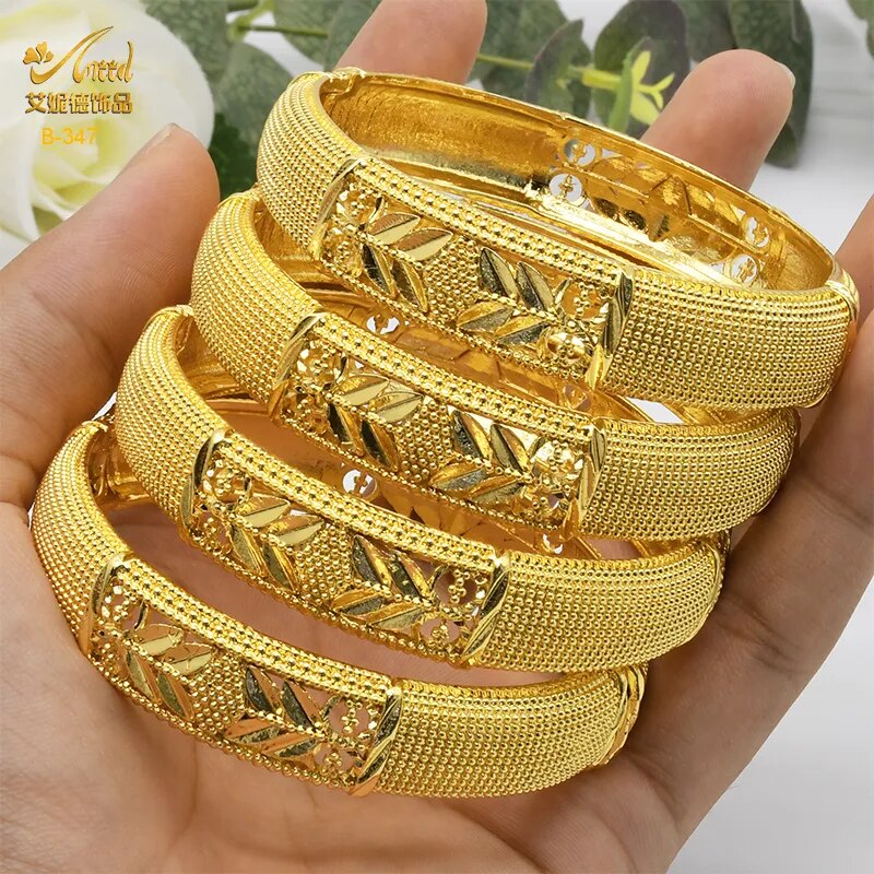 Luxury Dubai Gold Color Bangles 24K Gold Plated Bracelet