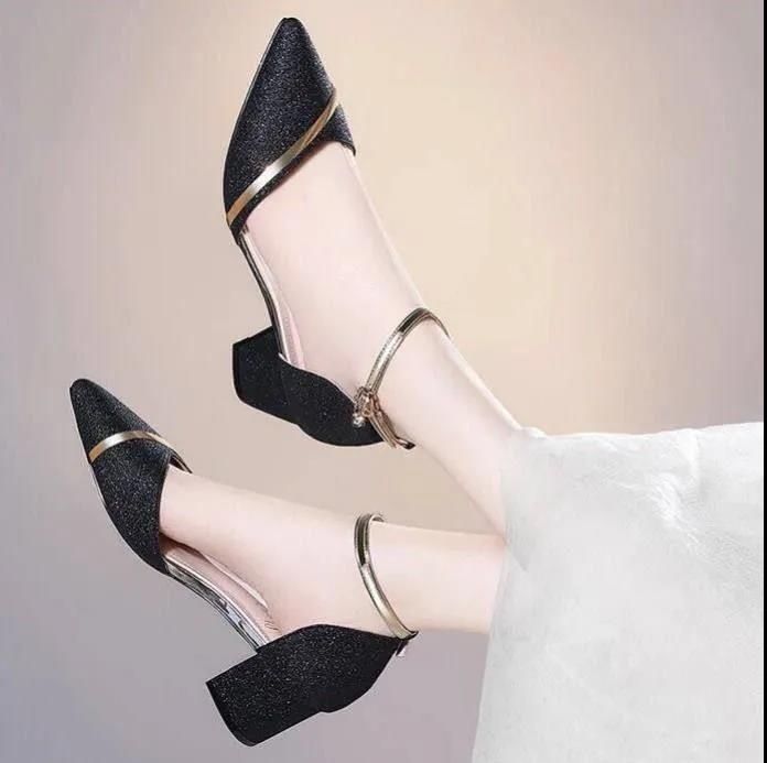 Cute Party Golden Buckle Strap High Heel Shoes