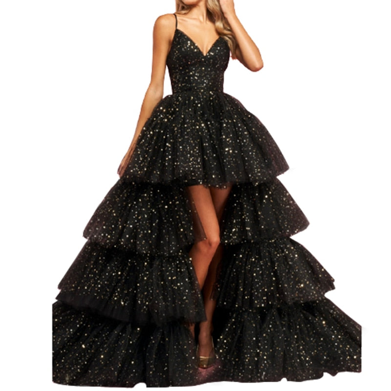 Celebrity Inspired Prom Chiffon Spaghetti Strap Tulle Dress