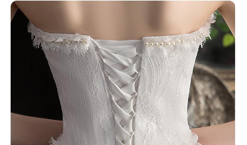 Front Short Long Back Strapless Wedding Dress