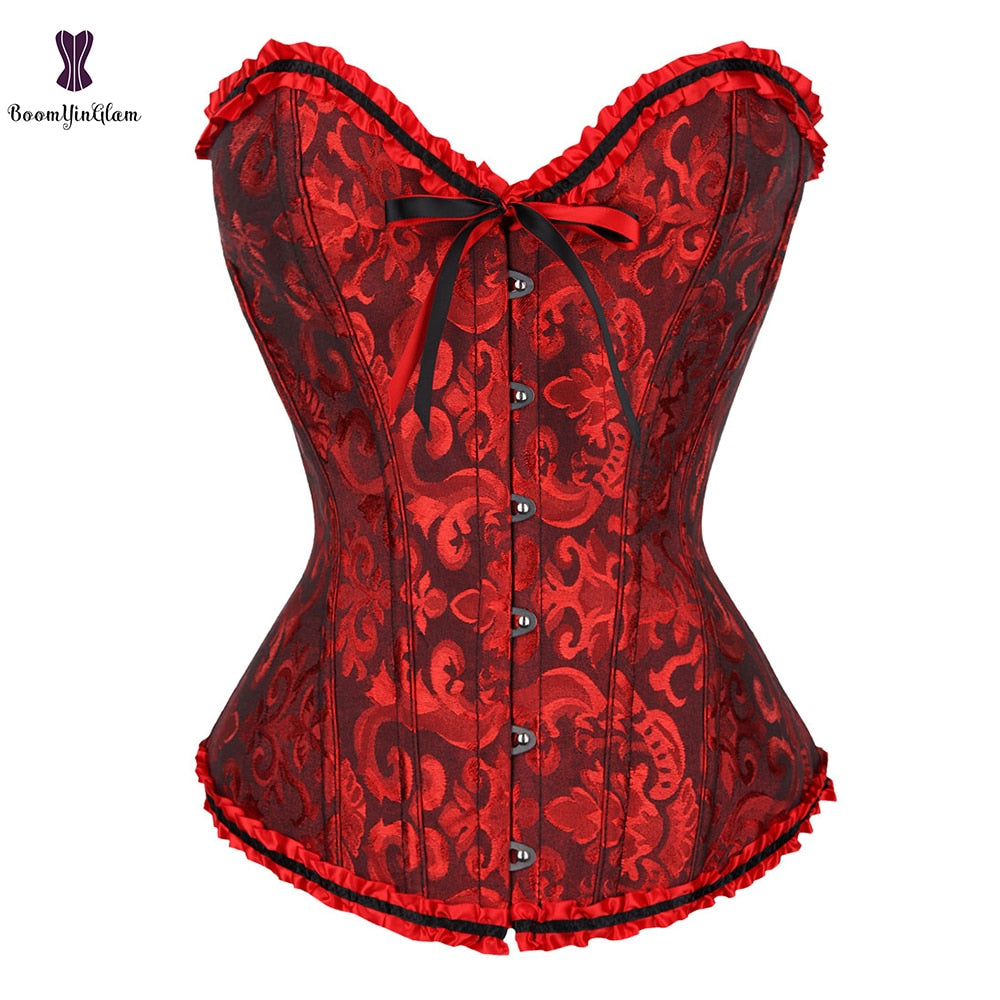 Vintage Pleated Corset Bustier With G String 7 Colors Can Be Chosen Body Shaper Size XS To 6XL