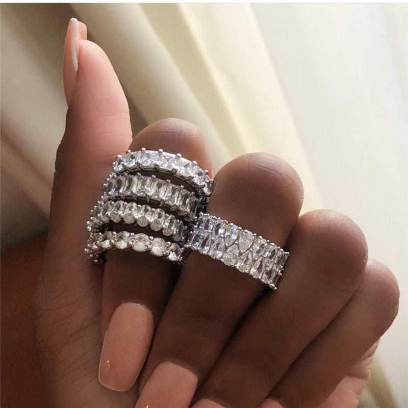 Wholesale Eternity Band Promise ring 925 Sterling silver Diamond cz Engagement Wedding Rings for women Men