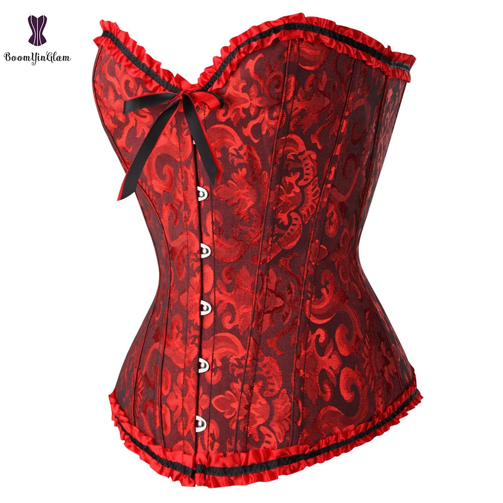 Vintage Pleated Corset Bustier With G String 7 Colors Can Be Chosen Body Shaper Size XS To 6XL