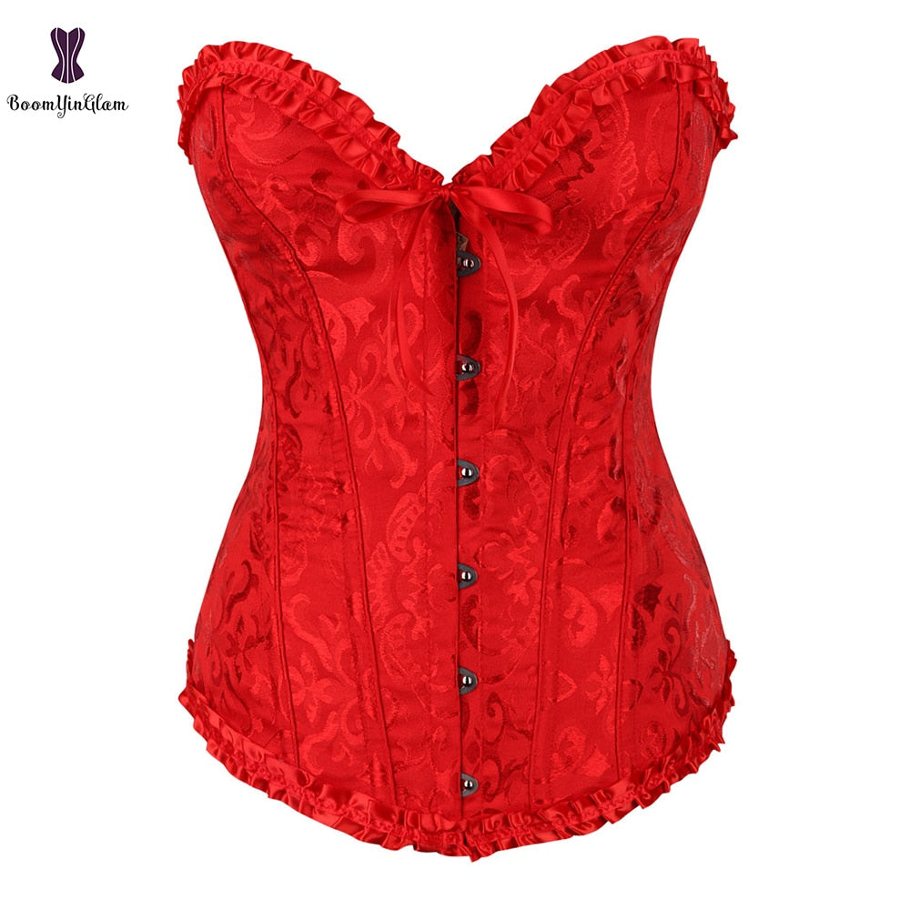 Vintage Pleated Corset Bustier With G String 7 Colors Can Be Chosen Body Shaper Size XS To 6XL
