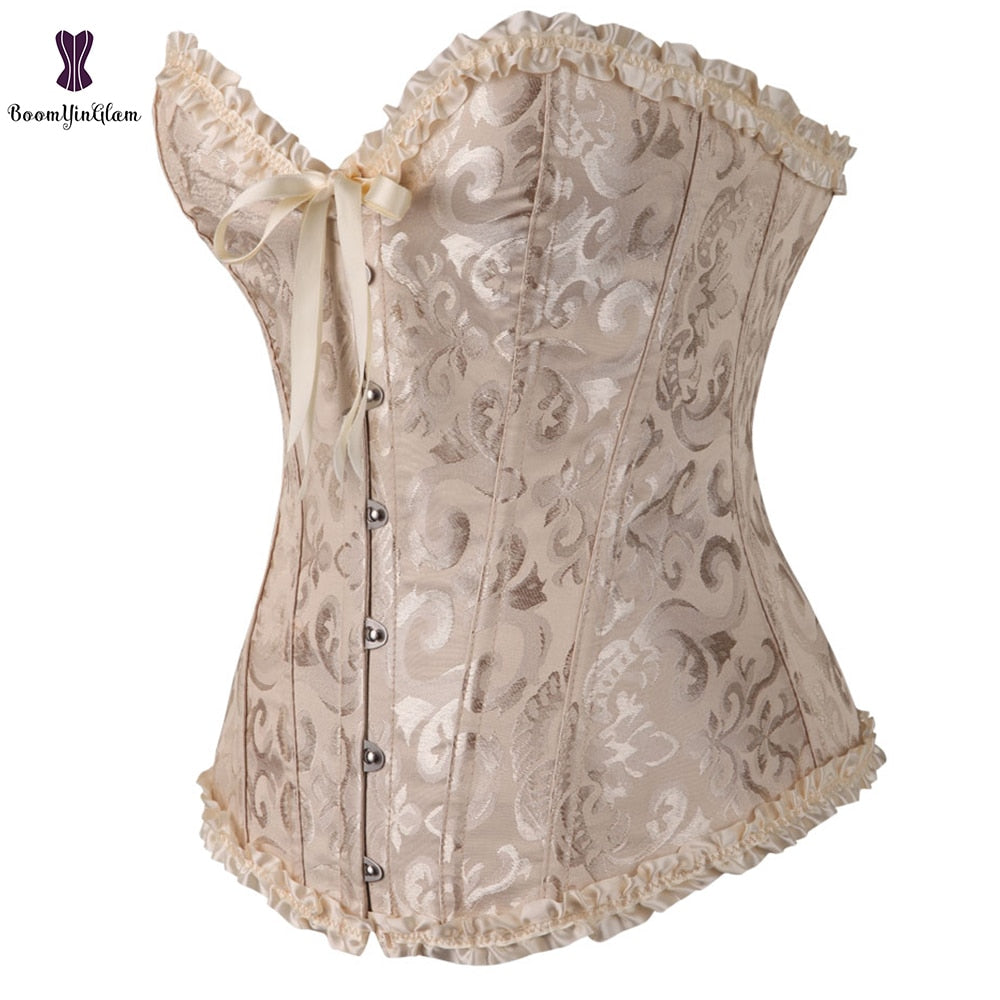Vintage Pleated Corset Bustier With G String 7 Colors Can Be Chosen Body Shaper Size XS To 6XL