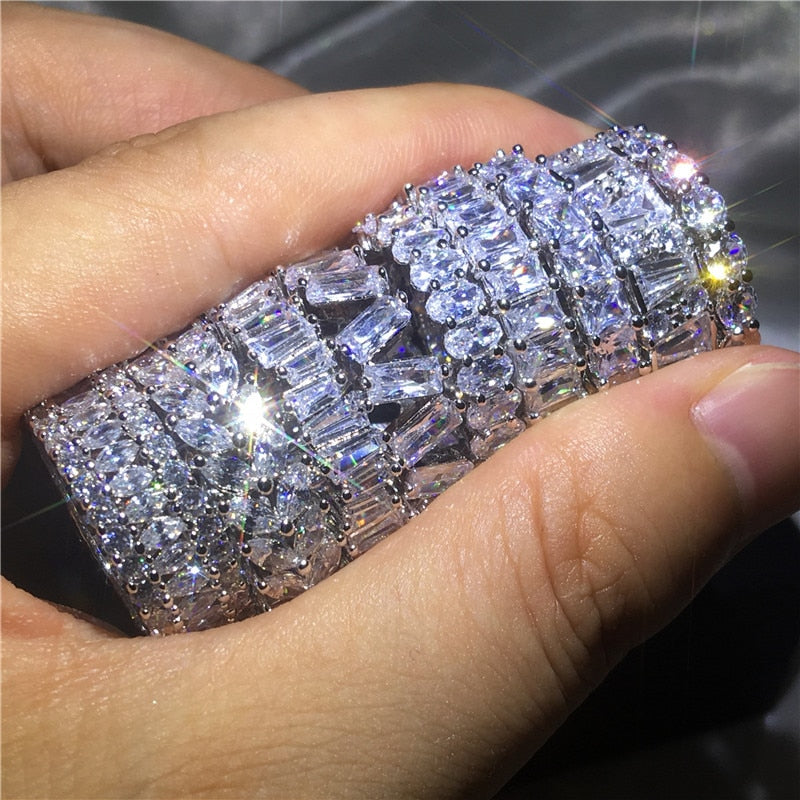 Wholesale Eternity Band Promise ring 925 Sterling silver Diamond cz Engagement Wedding Rings for women Men