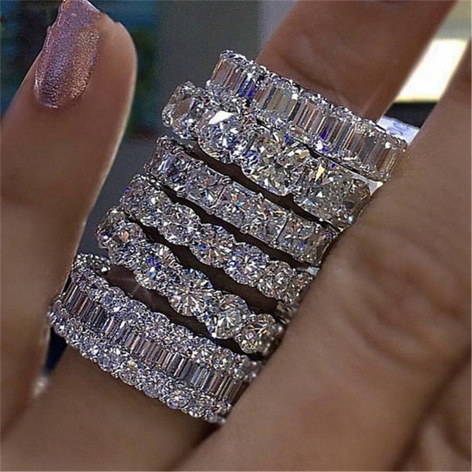 Wholesale Eternity Band Promise ring 925 Sterling silver Diamond cz Engagement Wedding Rings for women Men