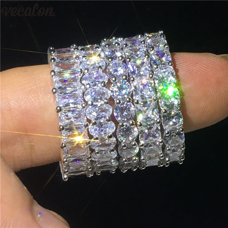 Wholesale Eternity Band Promise ring 925 Sterling silver Diamond cz Engagement Wedding Rings for women Men