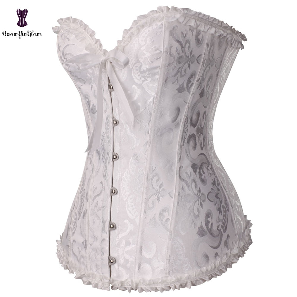 Vintage Pleated Corset Bustier With G String 7 Colors Can Be Chosen Body Shaper Size XS To 6XL