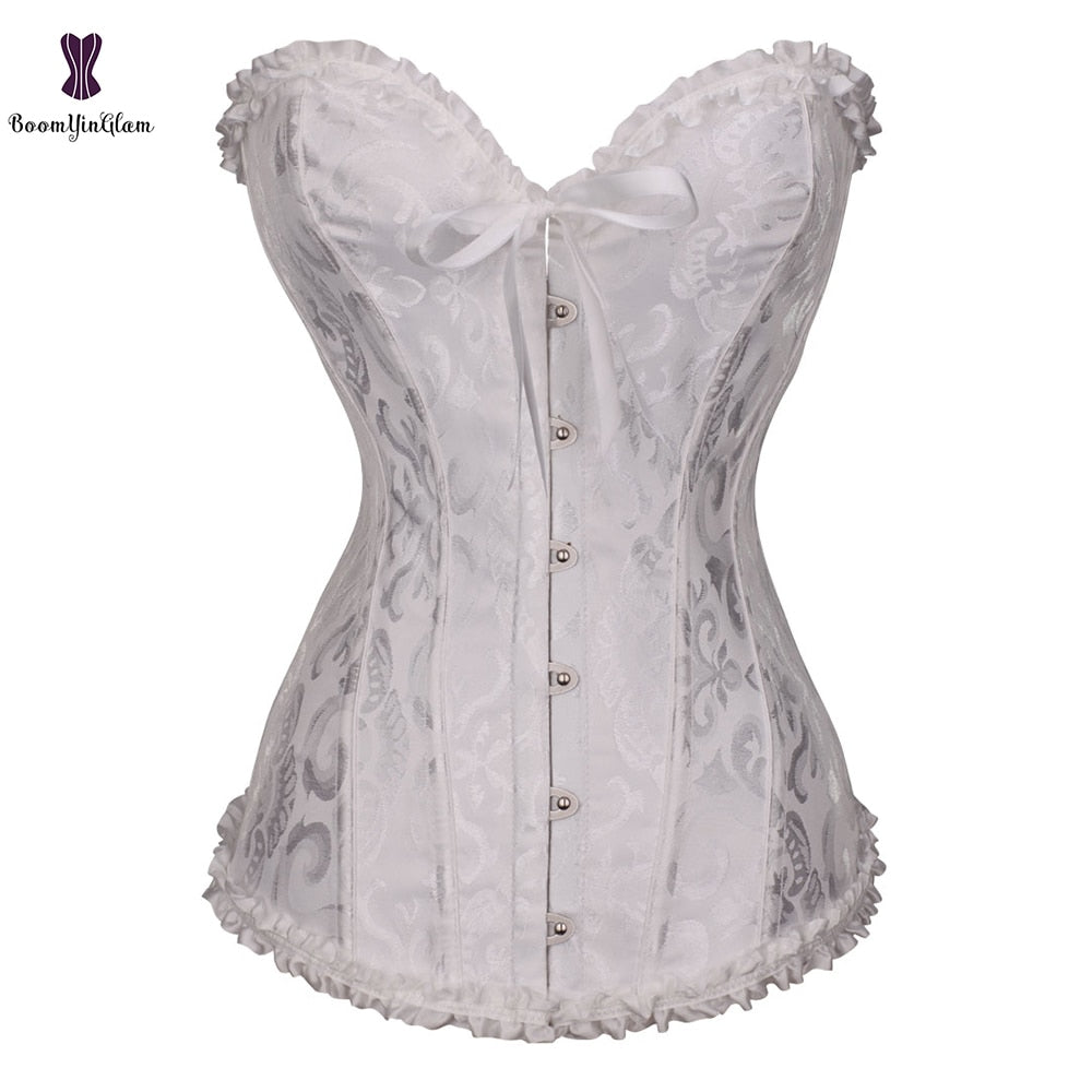 Vintage Pleated Corset Bustier With G String 7 Colors Can Be Chosen Body Shaper Size XS To 6XL
