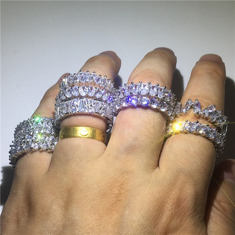 Wholesale Eternity Band Promise ring 925 Sterling silver Diamond cz Engagement Wedding Rings for women Men