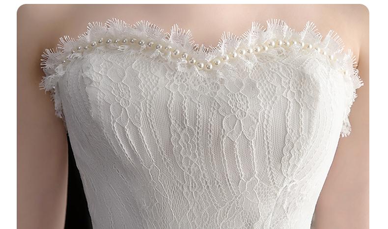 Front Short Long Back Strapless Wedding Dress