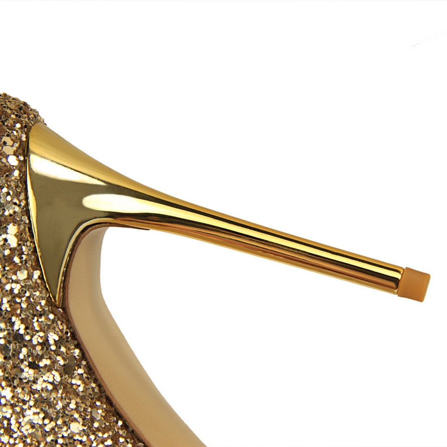 High Heels Sequins Glitter Luxury Designer Pumps Shoes